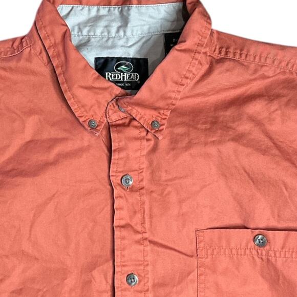Bass Pro Shops Redhead L/S Button Up Shirt Men's 2XL Pumpkin Orange 100% Cotton - Picture 3 of 6